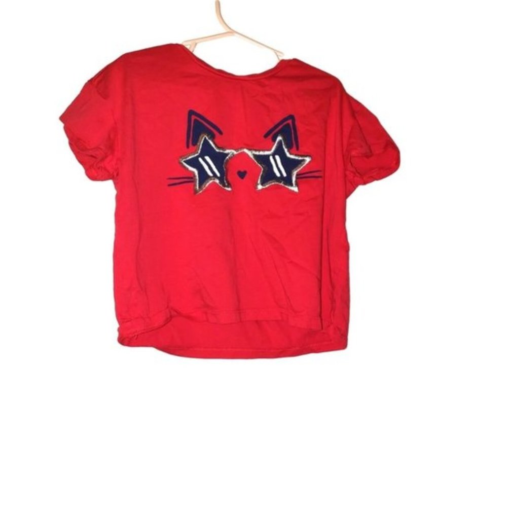 Gymboree Girls M 7 8 Years Starry Cat Tee 4th of J